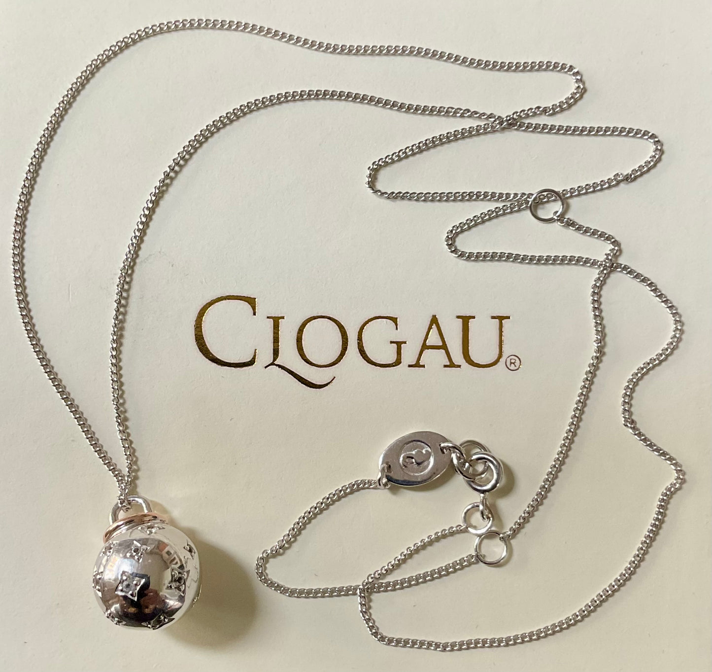 Clogau Christmas Bauble pendant necklace 18, 20, 22” in silver and rose gold