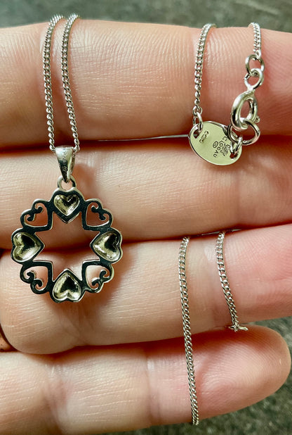 Clogau Hearts Embrace pendant necklace in silver and rose gold 18, 20, 22”