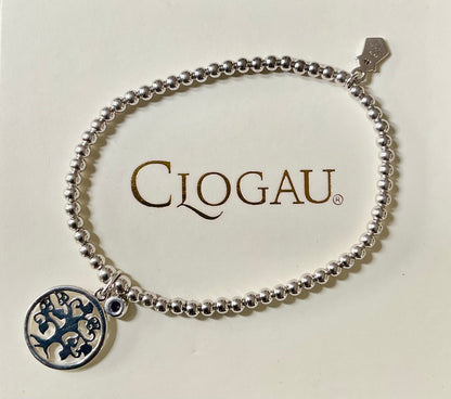Clogau Tree of Life Blue Sapphire Birthstone affinity bead stacking bracelet in silver and rose gold