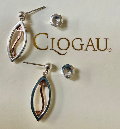 Clogau Through These Eyes drop earrings in silver and rose gold
