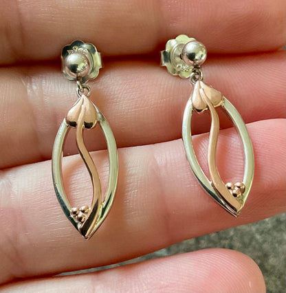 Clogau Through These Eyes drop earrings in silver and rose gold