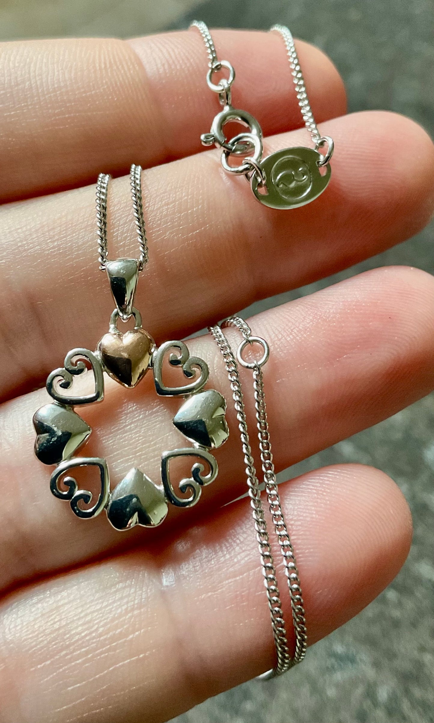 Clogau Hearts Embrace pendant necklace in silver and rose gold 18, 20, 22”