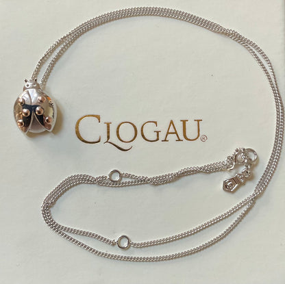 Clogau Ladybird pendant necklace 18, 20, 22” in silver and rose gold