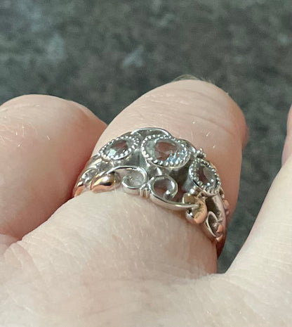 Clogau Tree of Life Trilogy White Topaz ring size O in silver and rose gold