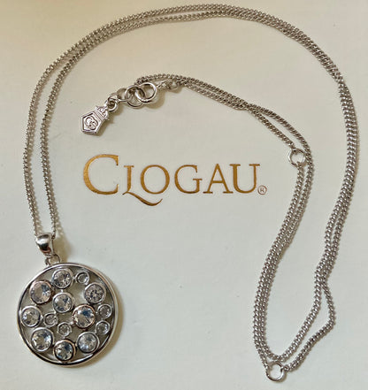 Clogau Celebration Circle White Topaz pendant necklace 18, 20, 22” in silver and rose gold