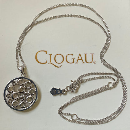 Clogau Celebration Circle White Topaz pendant necklace 18, 20, 22” in silver and rose gold