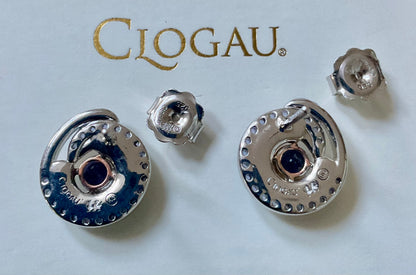 Clogau Ebb and Flow Abalone shell and Iolite stud earrings in silver and rose gold