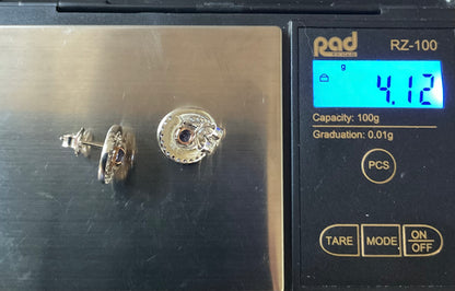 Clogau Ebb and Flow Abalone shell and Iolite stud earrings in silver and rose gold