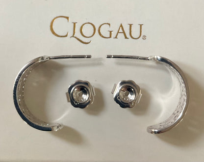 Clogau Tree of Life White Topaz half hoop earrings in silver and rose gold
