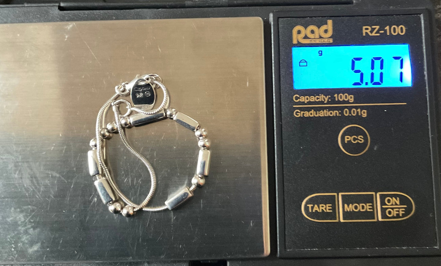 Clogau Cariad Morse Code bracelet 17-19.5cm in silver and rose gold