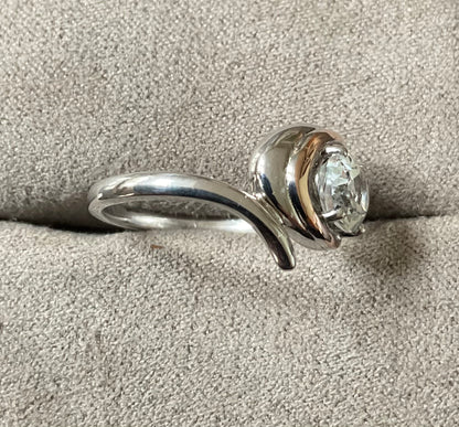 Clogau Serenade white topaz ring size M in silver and rose gold