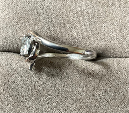 Clogau Serenade white topaz ring size M in silver and rose gold