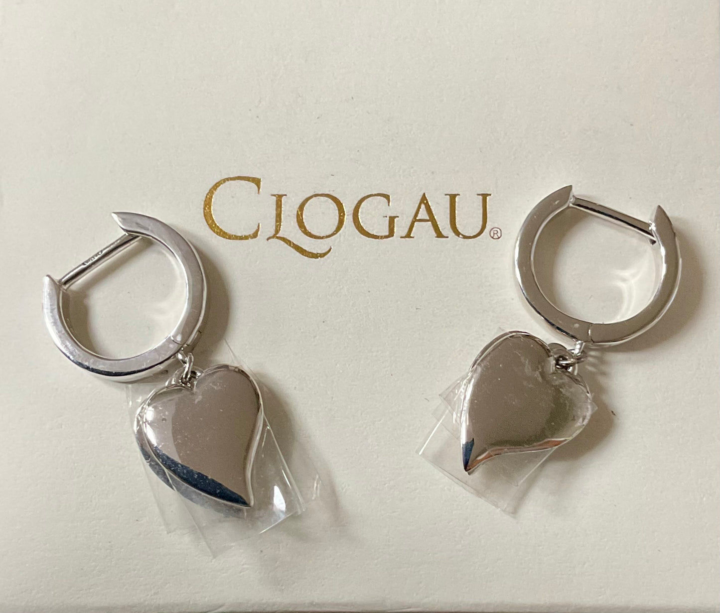 Clogau Cwtch Double Heart hoop drop earrings in silver and rose gold