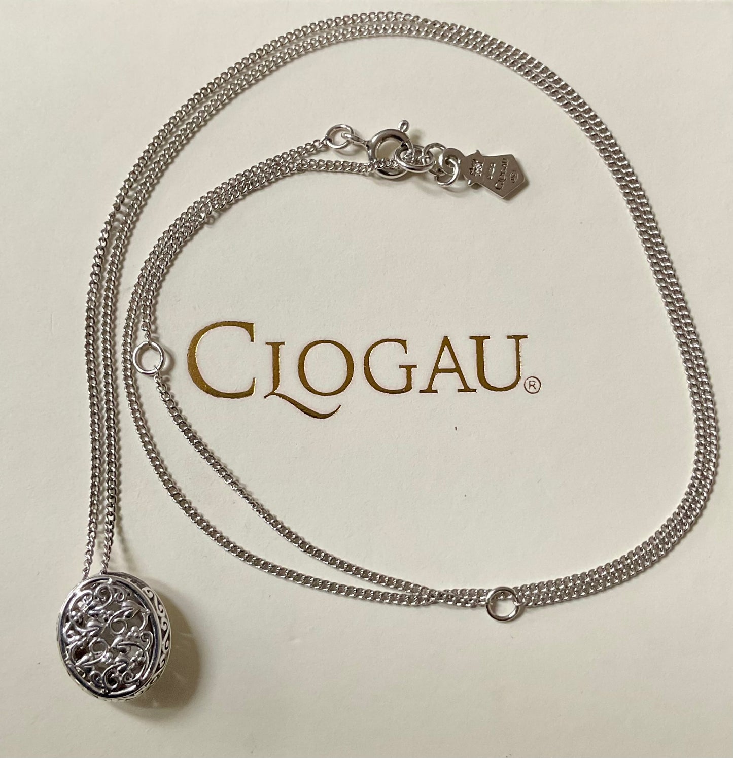 Clogau Looking Glass white topaz pendant necklace 18-22” in silver and rose gold