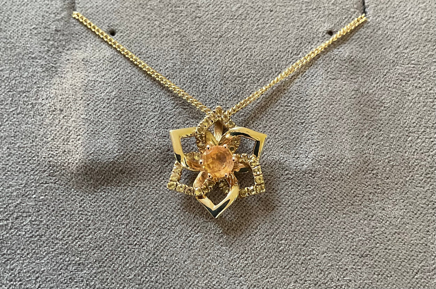 Clogau 9ct Eternal Daffodil Citrine pendant 18” necklace in yellow and rose gold