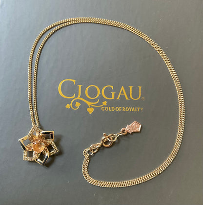 Clogau 9ct Eternal Daffodil Citrine pendant 18” necklace in yellow and rose gold
