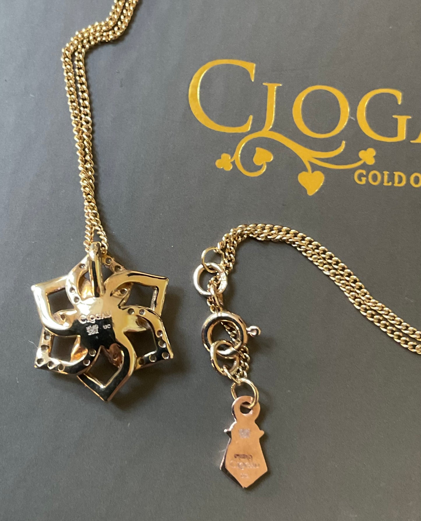 Clogau 9ct Eternal Daffodil Citrine pendant 18” necklace in yellow and rose gold