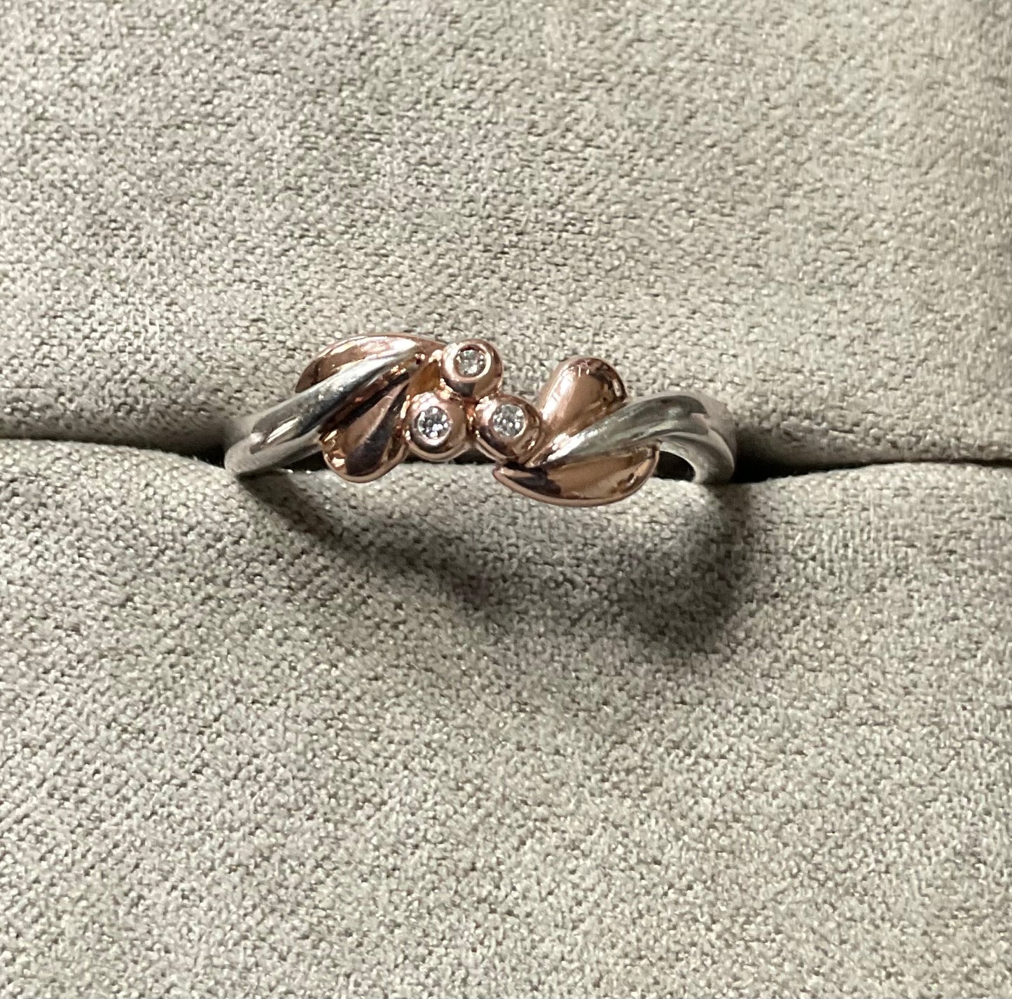 Rare Clogau 9ct Tree of Life Vine Diamond ring size P in WHITE GOLD and ROSE GOLD