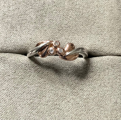 Rare Clogau 9ct Tree of Life Vine Diamond ring size P in WHITE GOLD and ROSE GOLD