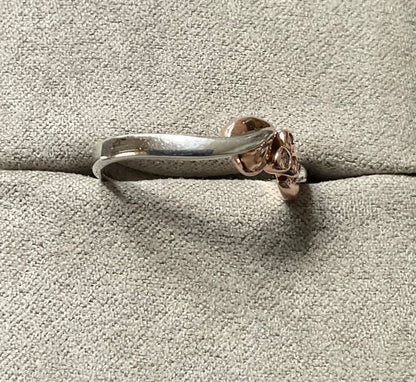 Rare Clogau 9ct Tree of Life Vine Diamond ring size P in WHITE GOLD and ROSE GOLD