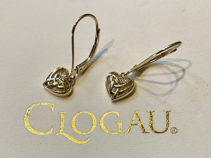 Clogau 9ct Hearts Entwined Diamond yellow gold drop leverback earrings