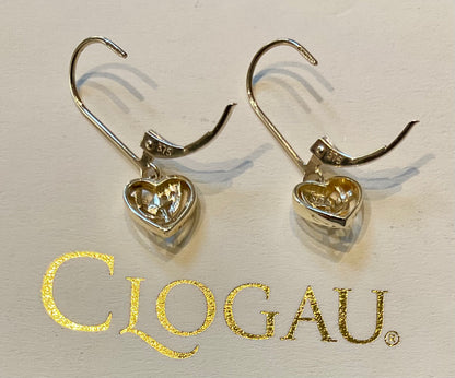 Clogau 9ct Hearts Entwined Diamond yellow gold drop leverback earrings