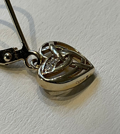 Clogau 9ct Hearts Entwined Diamond yellow gold drop leverback earrings
