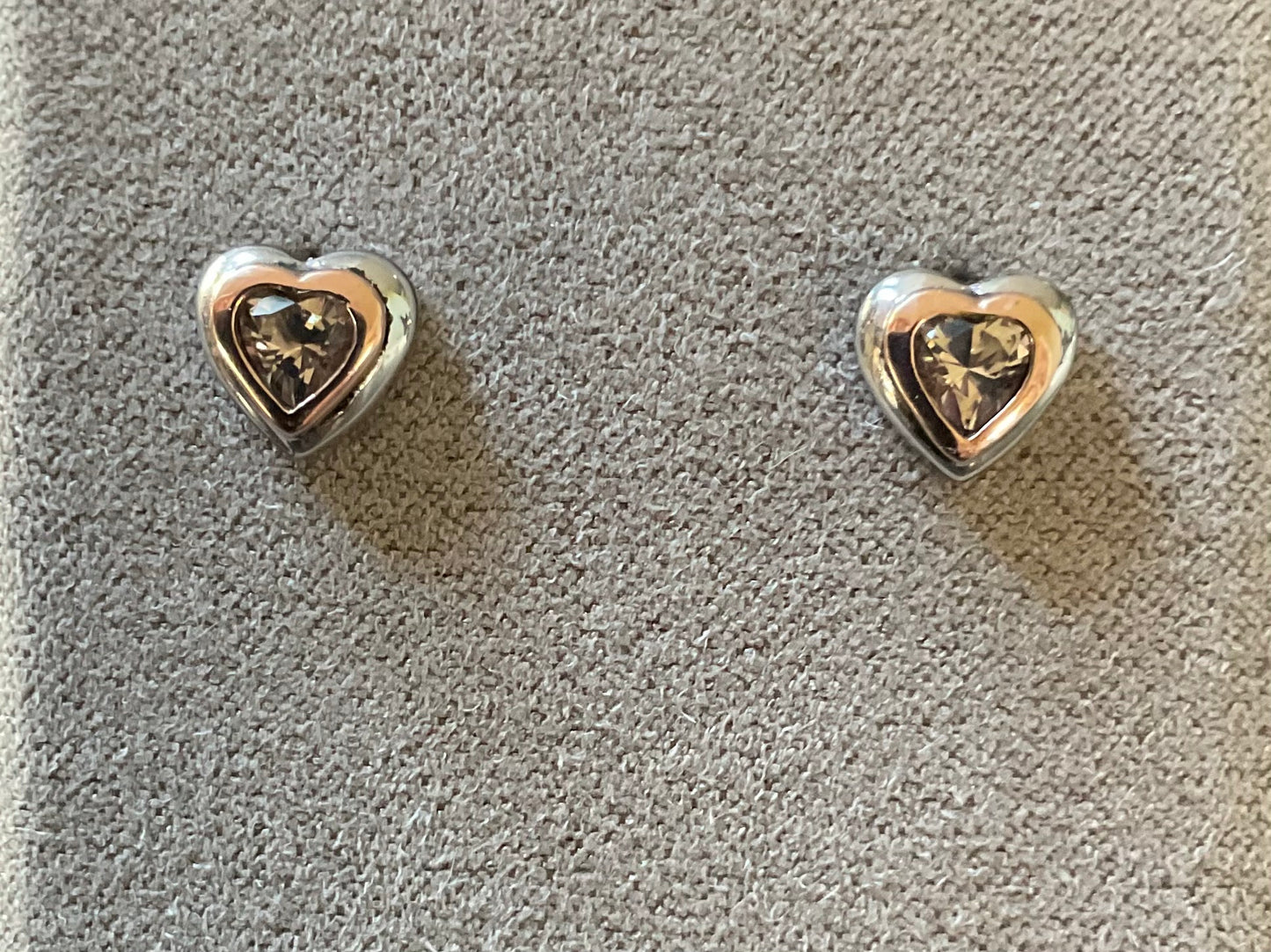 Clogau David Emanuel Misty Quartz Heart jacket earrings with Swarovski crystals in silver and rose gold