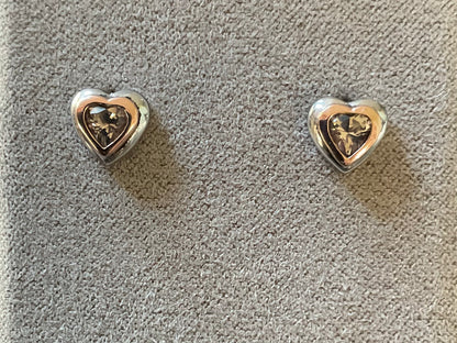Clogau David Emanuel Misty Quartz Heart jacket earrings with Swarovski crystals in silver and rose gold