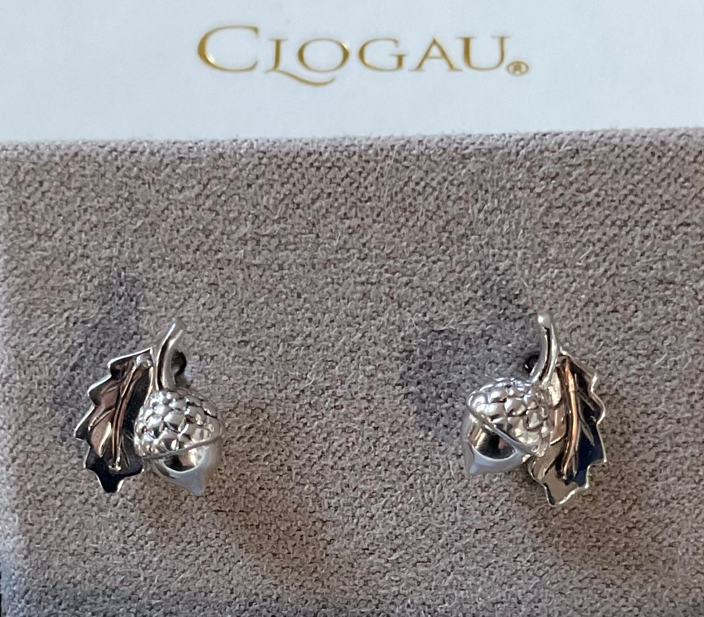 Clogau Royal Oak stud earrings in silver and rose gold