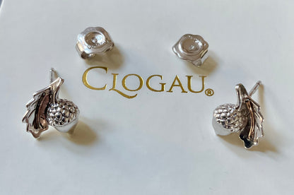 Clogau Royal Oak stud earrings in silver and rose gold