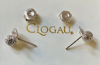 Clogau Royal Oak stud earrings in silver and rose gold