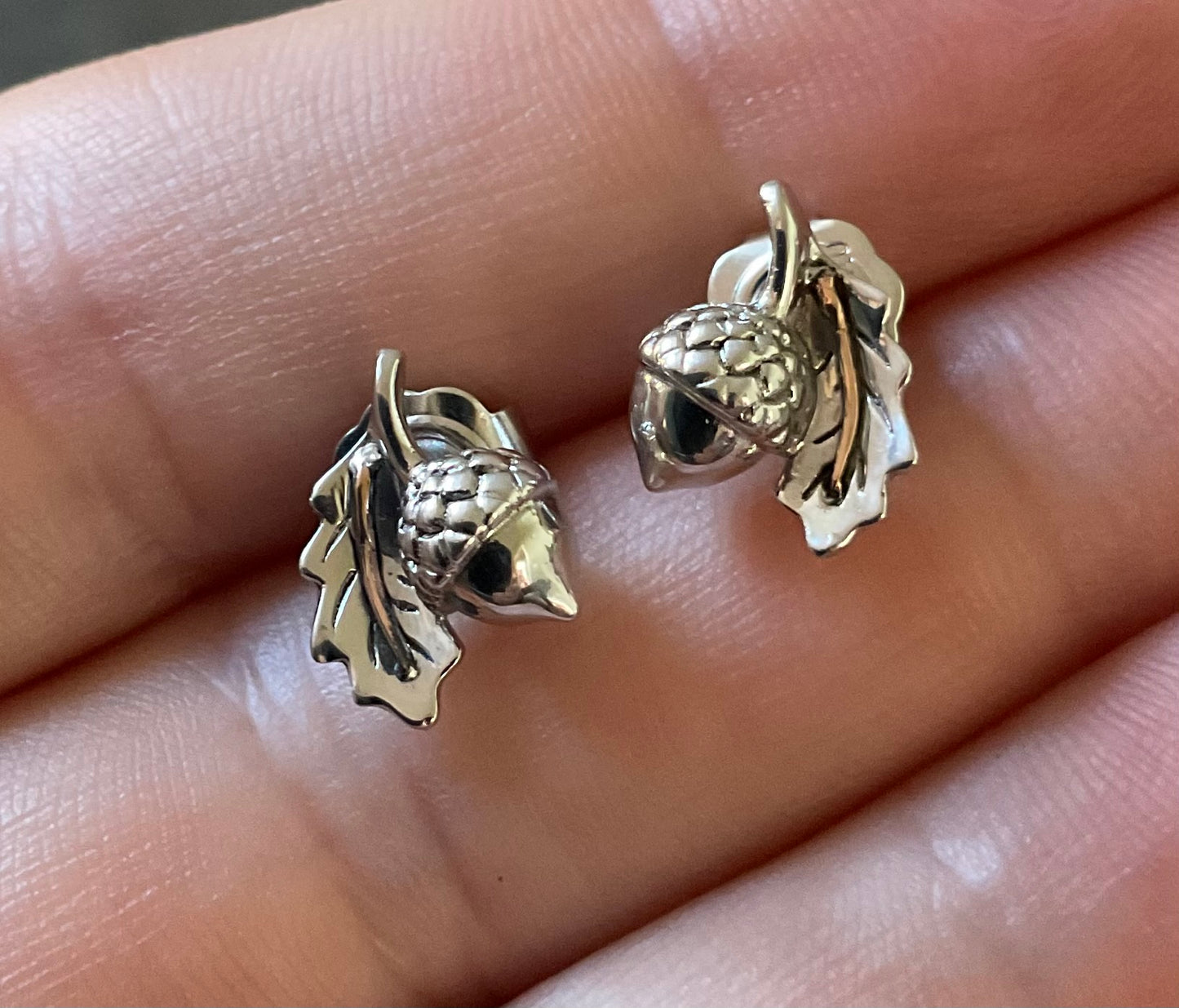 Clogau Royal Oak stud earrings in silver and rose gold