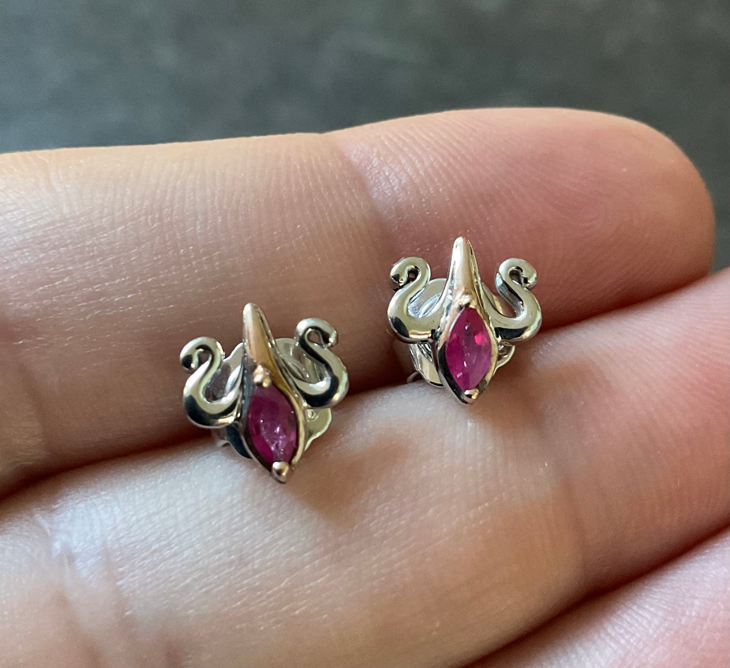Clogau Two Queens Ruby stud earrings in silver and rose gold RRP £189