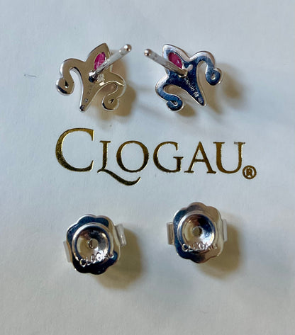 Clogau Two Queens Ruby stud earrings in silver and rose gold RRP £189
