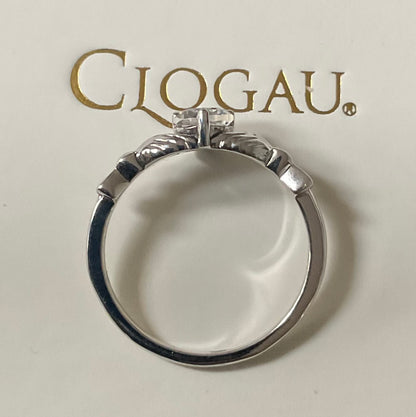 Clogau White Topaz Heart Friendship ring in a Claddagh style size M in silver and rose gold