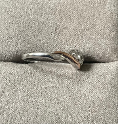 Clogau Past Present Future White Topaz trilogy ring in silver and rose gold