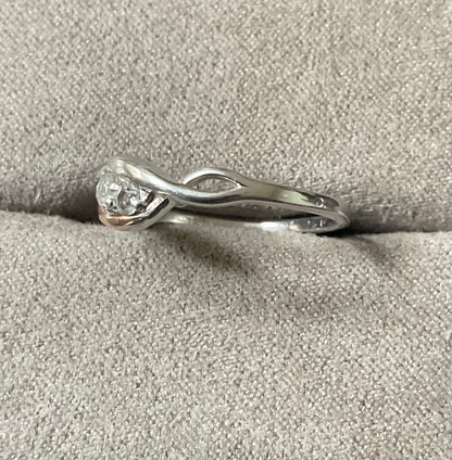 Clogau Past Present Future White Topaz trilogy ring in silver and rose gold