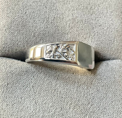 Unisex Clogau Tree of Life rectangle signet ring in silver and rose gold size S