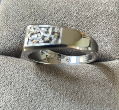 Unisex Clogau Tree of Life rectangle signet ring in silver and rose gold size S