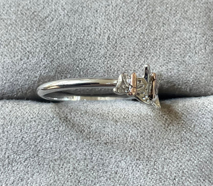 Clogau Triple Butterfly ring size N in silver and rose gold