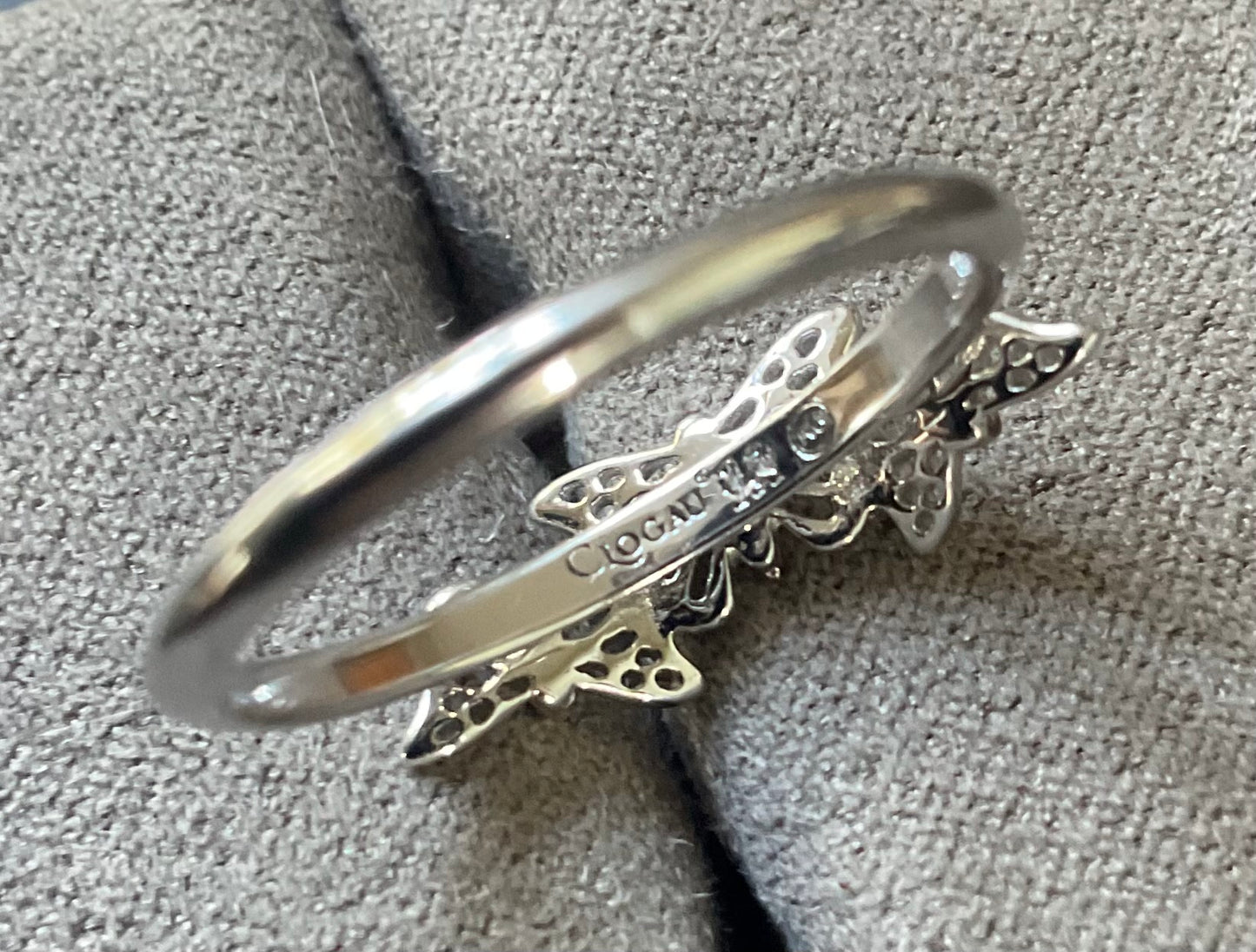 Clogau Triple Butterfly ring size N in silver and rose gold