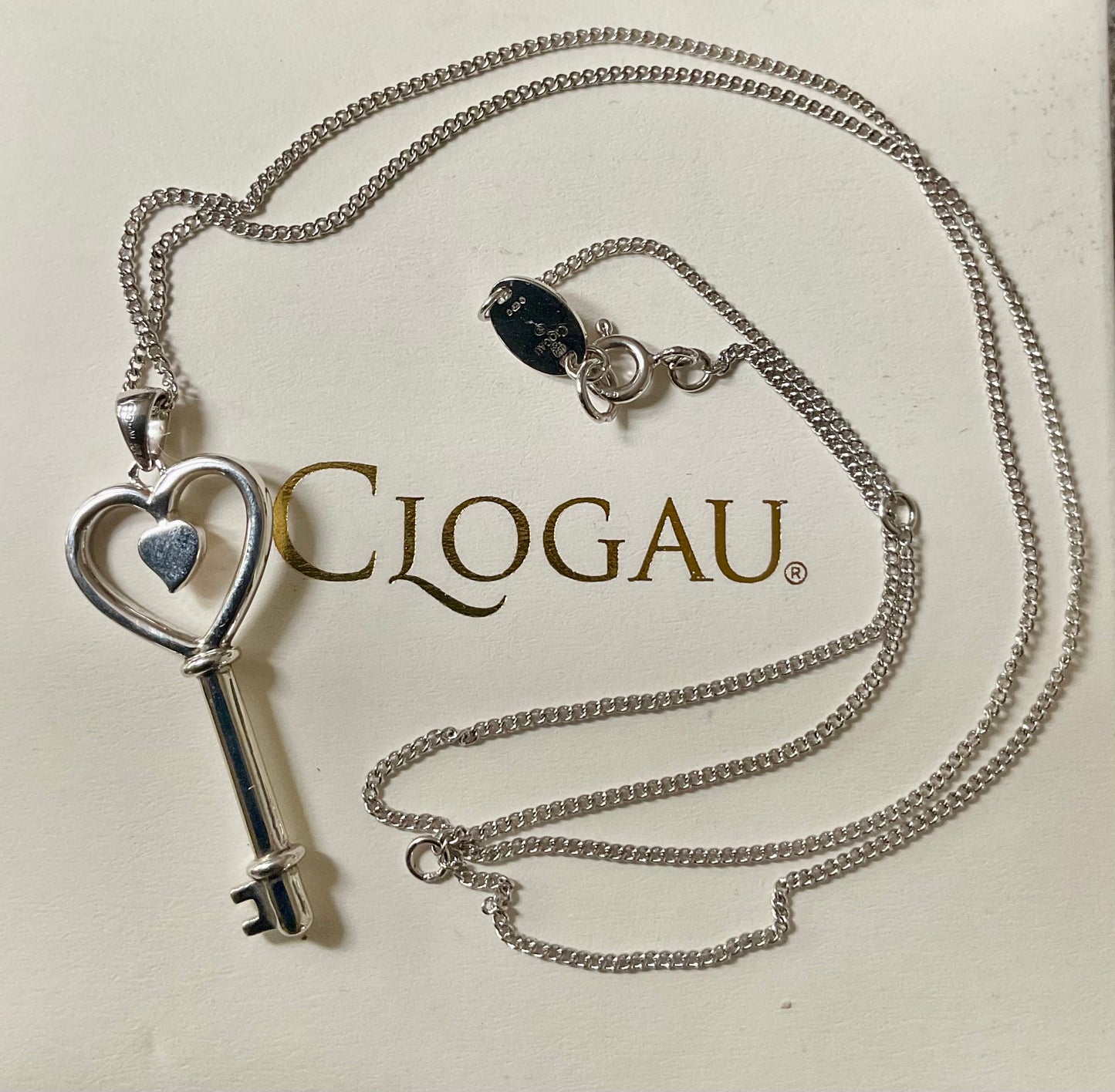 Clogau Tree of Life Heart Key pendant necklace 18-22” in silver and rose gold
