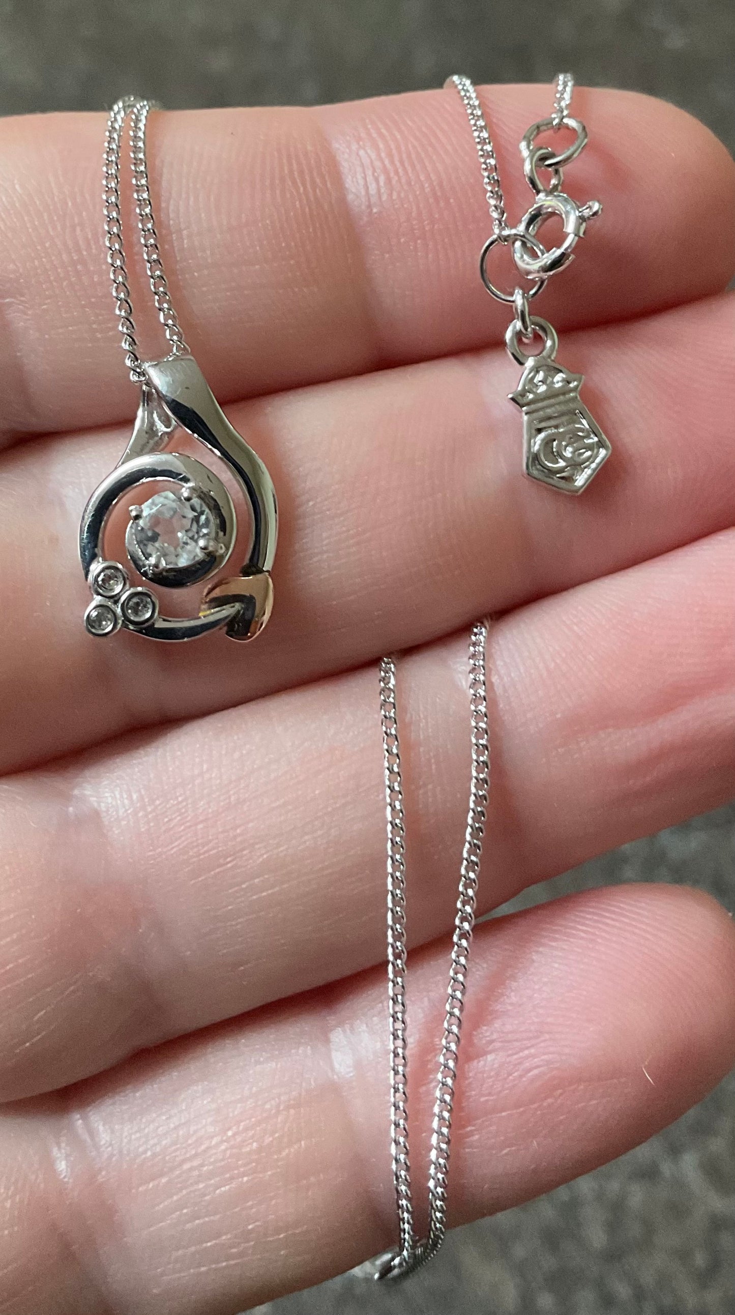 Clogau Tree of Life Origin White Topaz pendant necklace 18-22” in silver and rose gold