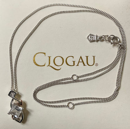Clogau Welsh Royalty White Topaz pendant necklace 18-22” in silver and rose gold