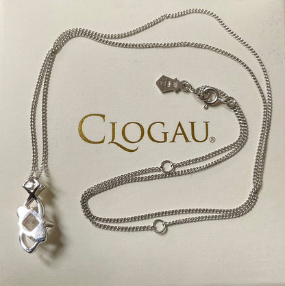 Clogau Welsh Royalty White Topaz pendant necklace 18-22” in silver and rose gold