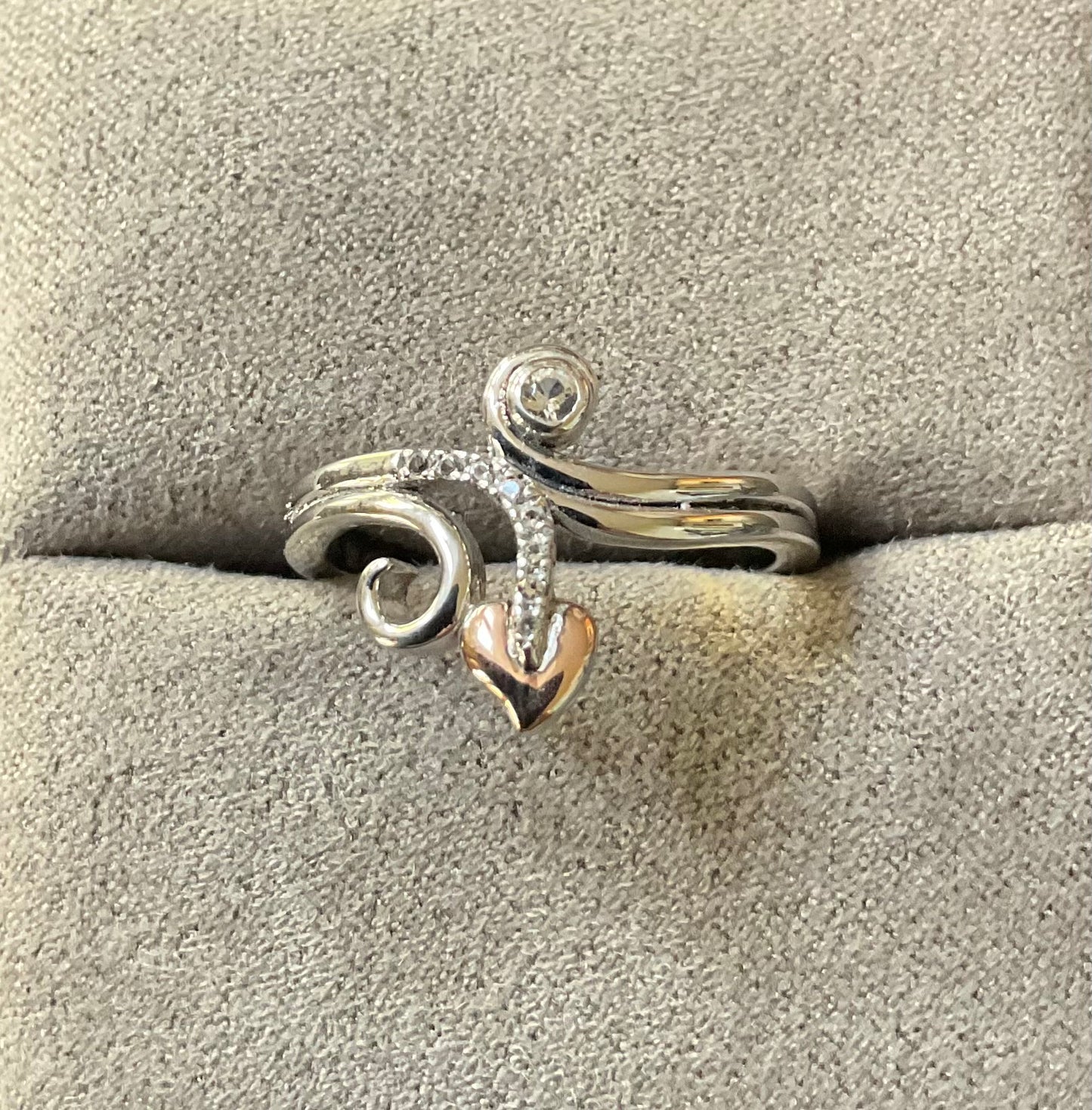 Clogau Tree of Life Vine white topaz ring size P in silver and rose gold