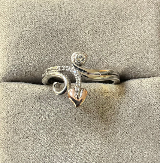 Clogau Tree of Life Vine white topaz ring size P in silver and rose gold