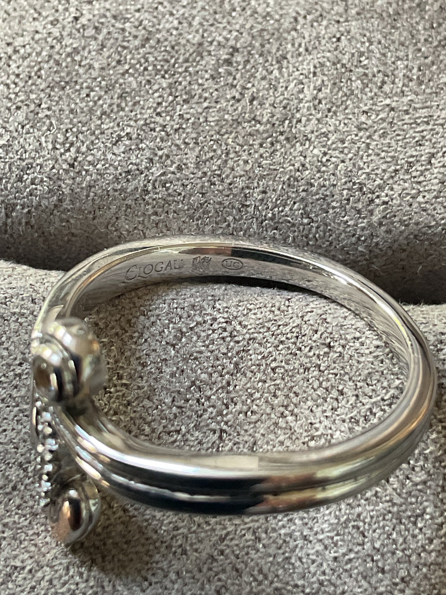 Clogau Tree of Life Vine white topaz ring size P in silver and rose gold