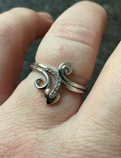 Clogau Tree of Life Vine white topaz ring size P in silver and rose gold
